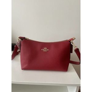 COACH Clara Shoulder Bag Crossbody In 1941 RED Crossgrain Leather NWT